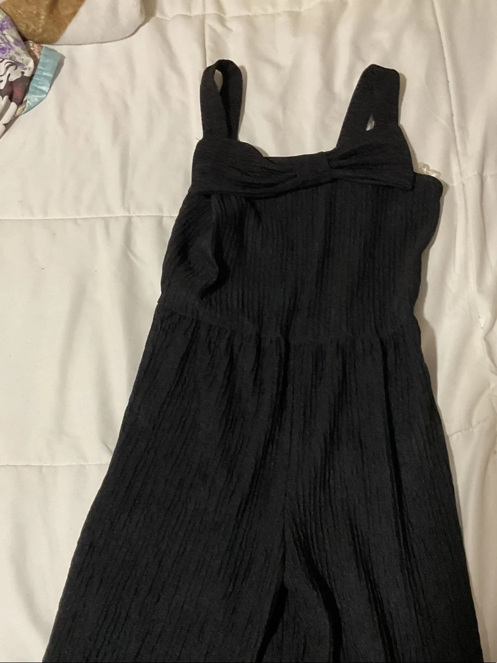 Girls' Black Tank-Strap Wide Leg Jumpsuit